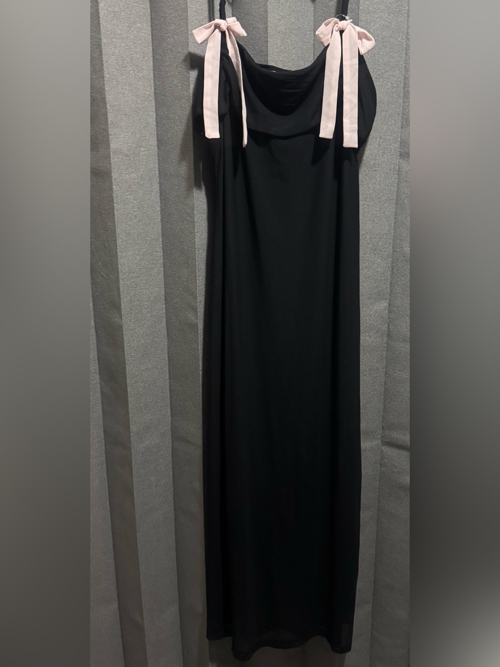 Black Maxi Skirt with Pink Bows
